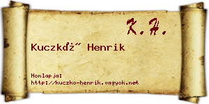 Kuczkó Henrik névjegykártya